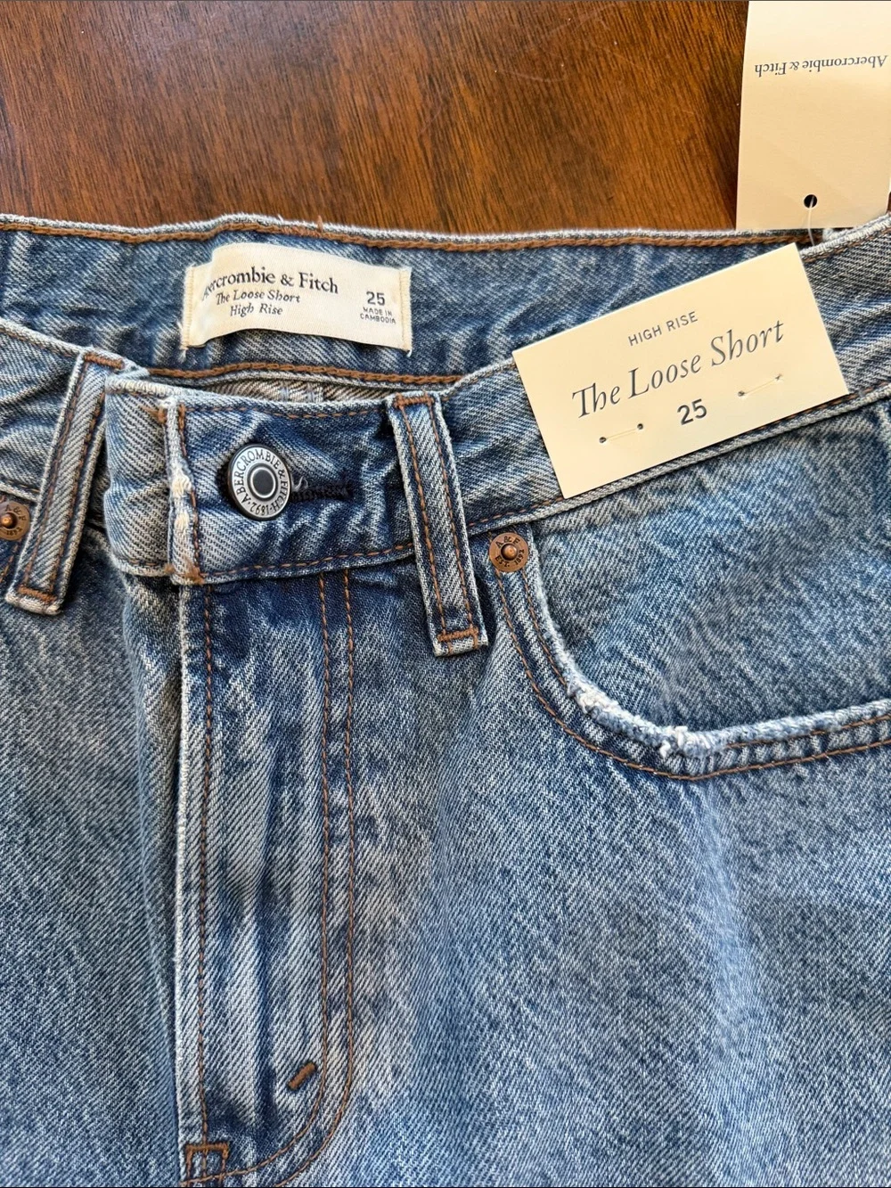 Abercrombie & Fitch Light Blue Denim Frayed-Hem Shorts - Picture 2 of 6
